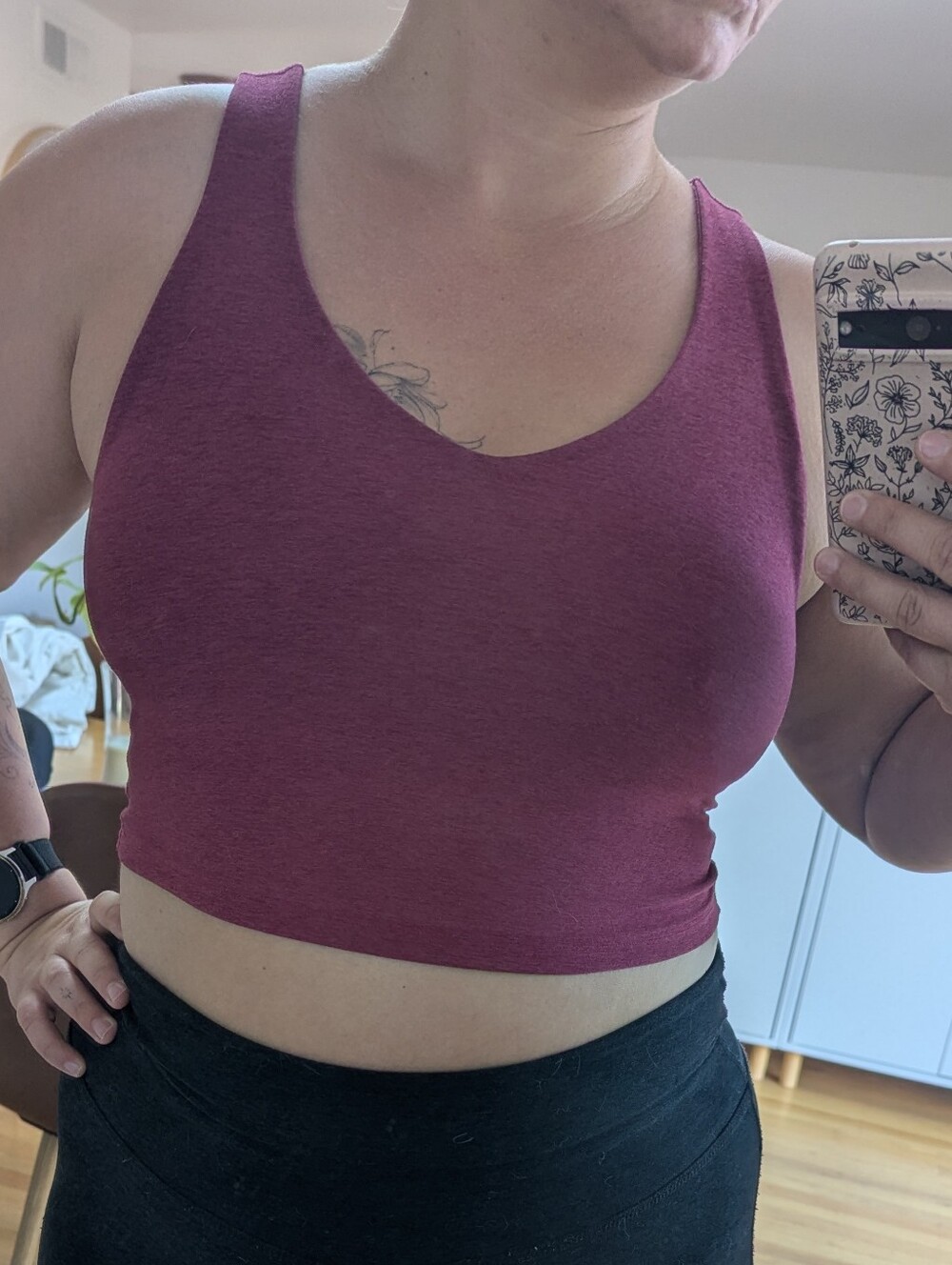 Beyond Yoga - Burgundy Scoop Neck Crop Tank